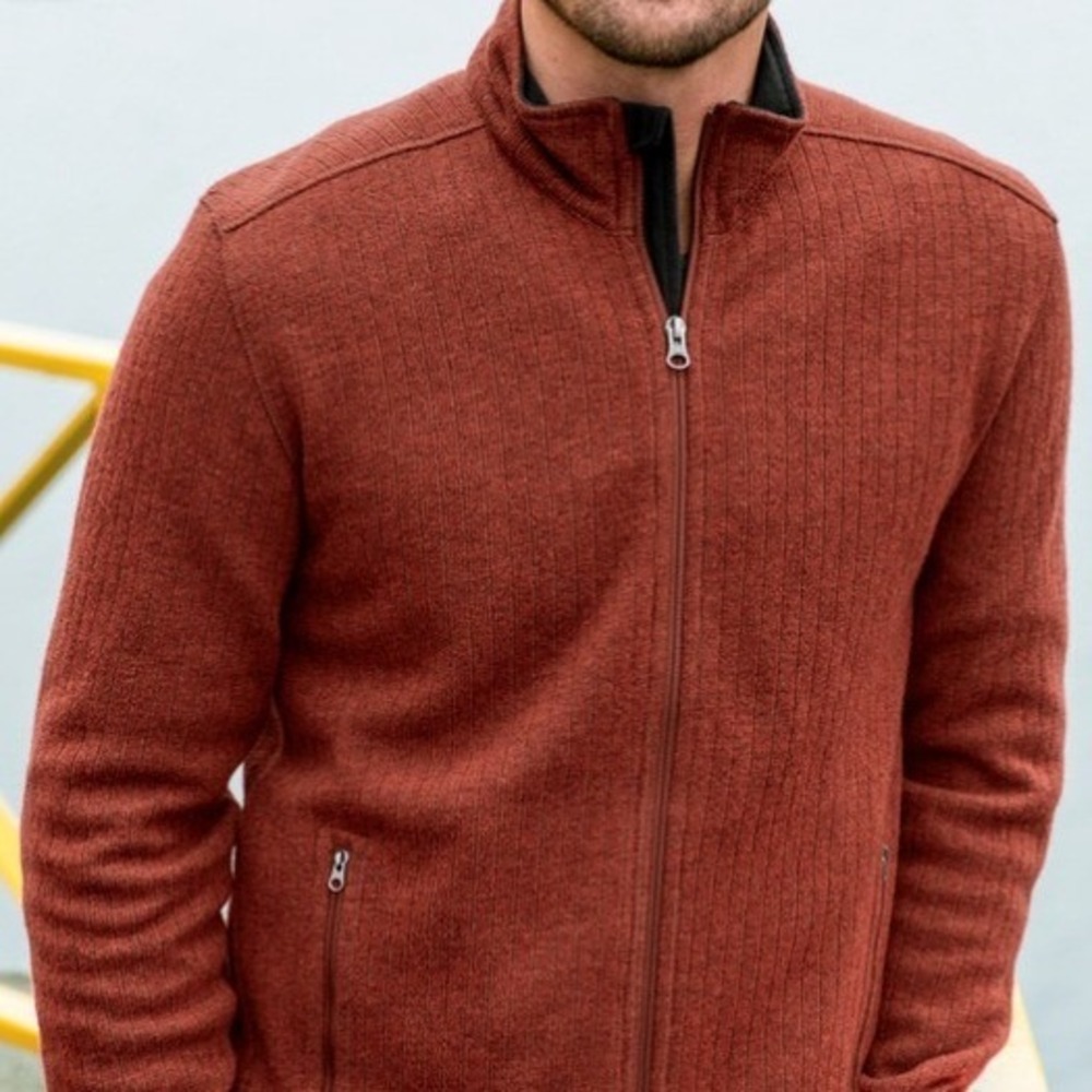 prAna Barclay Rust Full Zip Wool Blend Jacket size Medium